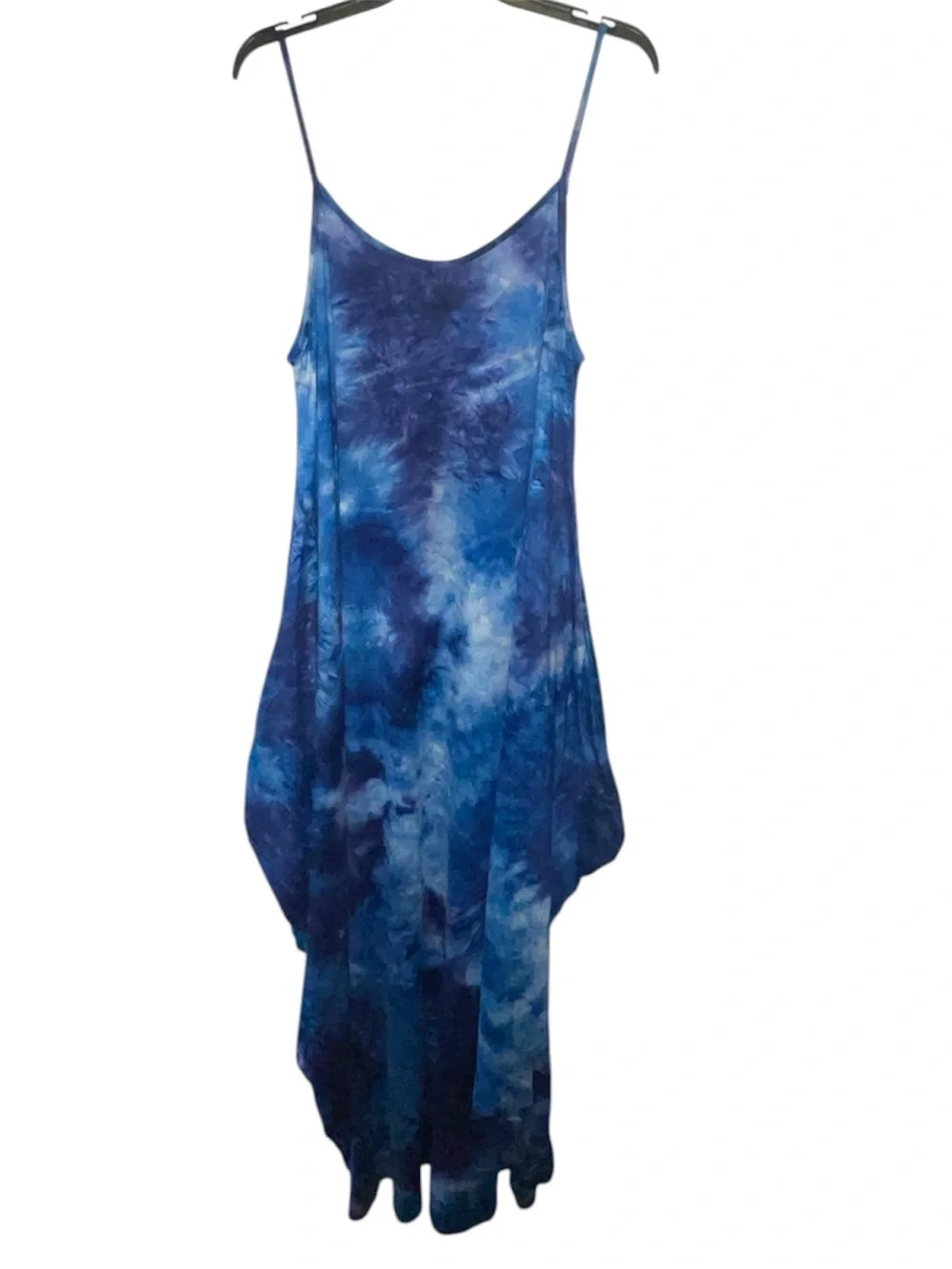 Plus Size Navy Tie-Dye Maxi Dress with Pockets - Picture 2 of 3